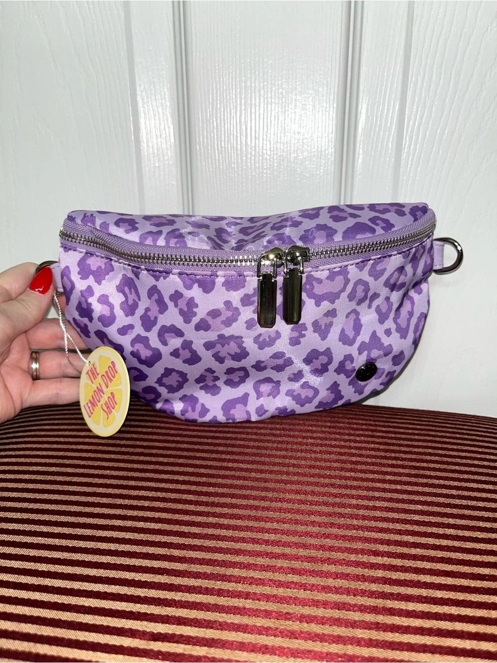 Lemon Drop Shop Lisa Purple Leopard Crossbody Bag